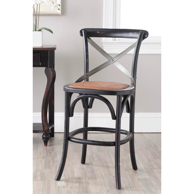Gibson X Back Counter Stool in Distressed Hickory & Medium Brown For Sale - Image 4 of 5