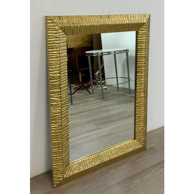 Currey & Company Currey & Co. Modern Textured Brass Foil Wall Mirror For Sale - Image 4 of 4