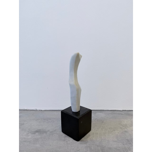 Fatima Fontes Abstract Carrara Marble Sculpture on Granite Base, Brazil 1990s For Sale - Image 4 of 13