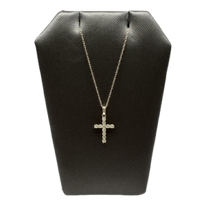Natural Diamond Cross Necklace in 10kt Yellow Gold – 0.20ctw, 18in, New