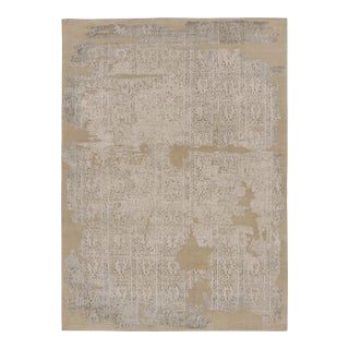 Rug & Kilim's Modern Abstract Rug in Chalk and Ash Fragment Design For Sale