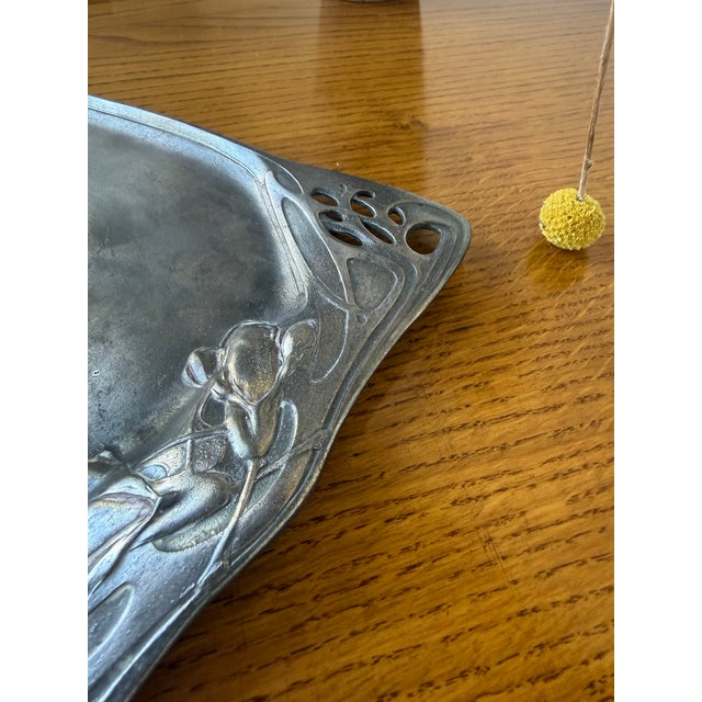Vintage Belle Époque Pewter Tray, 1900s For Sale - Image 16 of 18
