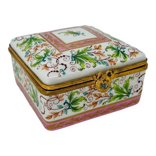 Vintage Le Tallec Enamel Decorated & Gilt Porcelain Box Circa 1982 for Saks For Sale