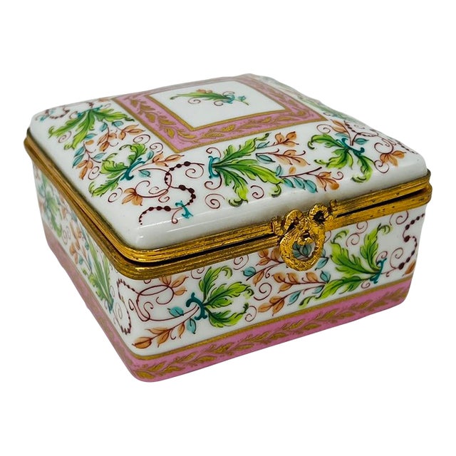 Vintage Le Tallec Enamel Decorated & Gilt Porcelain Box Circa 1982 for Saks For Sale