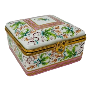 Vintage Le Tallec Enamel Decorated & Gilt Porcelain Box Circa 1982 for Saks