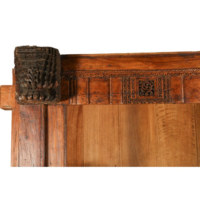 Rustic Indian Teak Doorframe Now Bookcase, 19th Century With Later Elements For Sale - Image 3 of 18