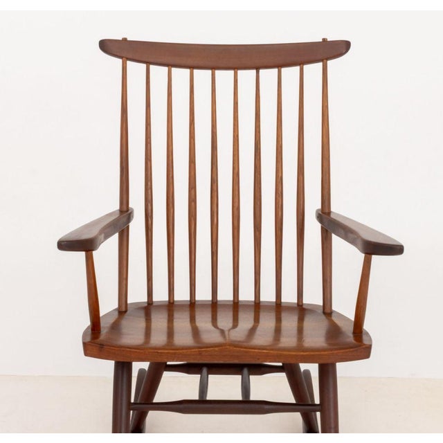 Mid-Century Modern George Nakashima Walnut New Rocking Chair, 1962 For Sale - Image 3 of 11