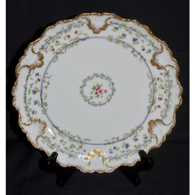 Limoges B and H France Floral Garlands Dinner Plate Brushed Double Gold For Sale - Image 15 of 15