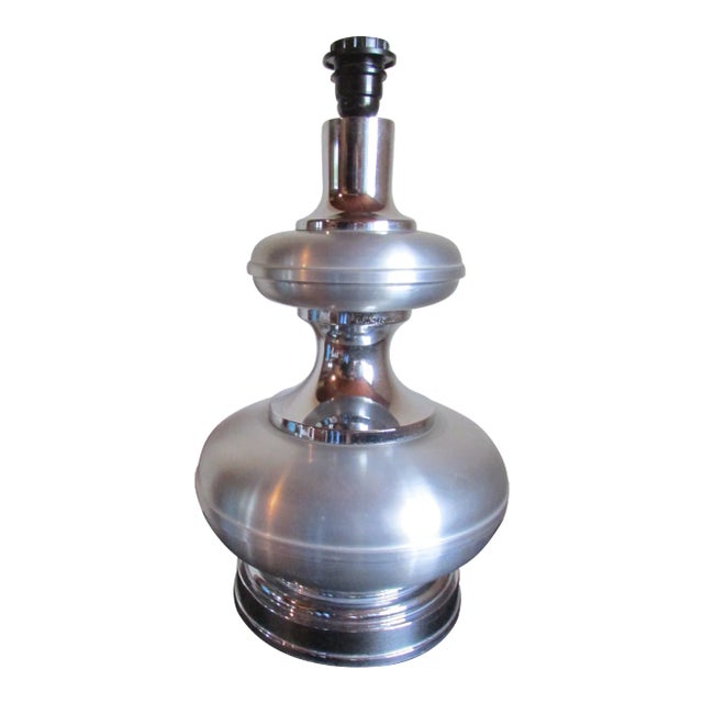 Vintage Aluminum and Stainless Steel Table Lamp, 1970s For Sale