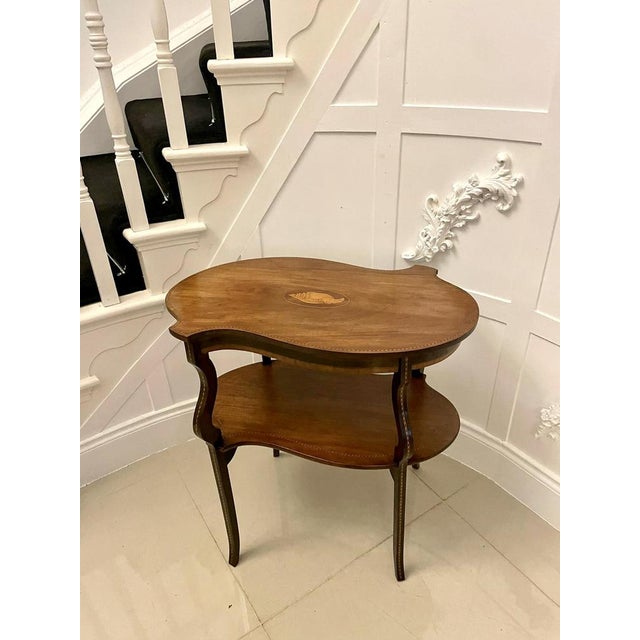 Antique Edwardian Mahogany Inlaid Lamp Table, 1900s For Sale - Image 3 of 18