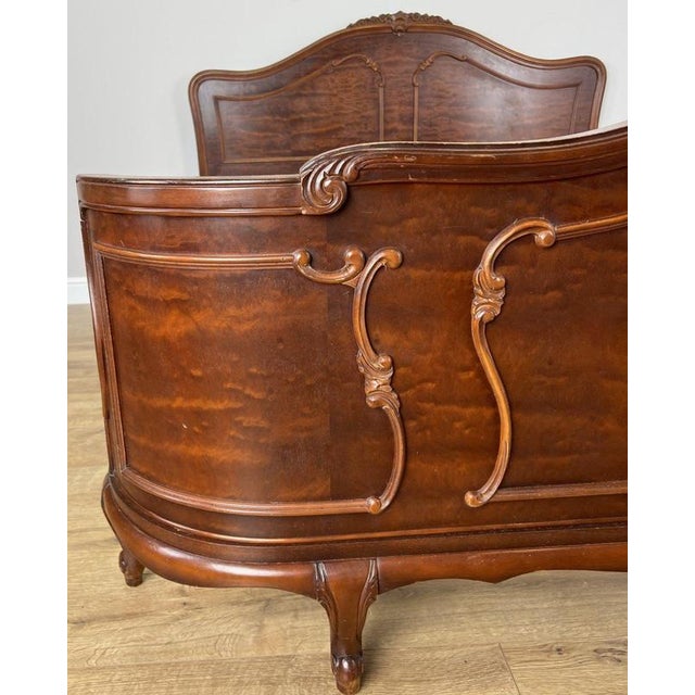 Brown Vintage French Louis XVI King Size Bed Frame with Carved Headboard For Sale - Image 8 of 18