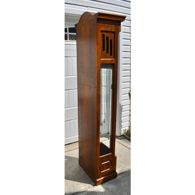 Vintage Daneker Grandfather Clock Cherry Moon Phase Chime Beveled Glass For Sale - Image 15 of 18