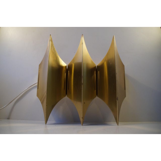Lyfa Gothic III Brass Sculptural Modernist Sconce from Lyfa, 1960s For Sale - Image 4 of 7