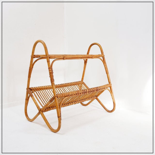 Vintage Dutch Rattan Magazine Rack, 1960s For Sale - Image 14 of 14