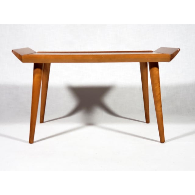 Brown 1950s Vintage Original Mid-Century Modern Maple Wood Tapered Leg Coffee Table For Sale - Image 8 of 11