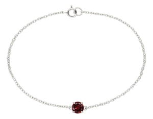 Natural Garnet Round Cut Bracelet, Chain Link Dainty Stackable Bracelet