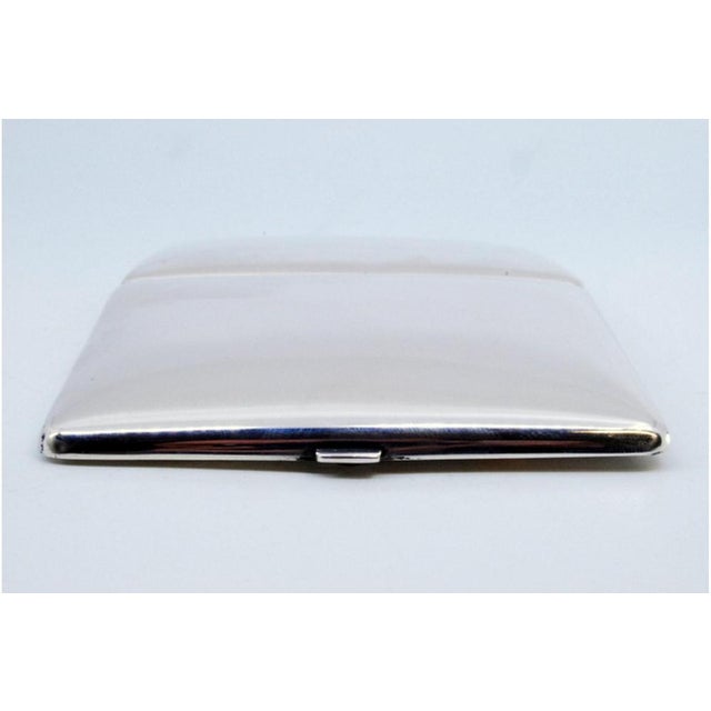 Silver Silver Cigarette Case with Gilt Interior and Hinged Lid For Sale - Image 8 of 9