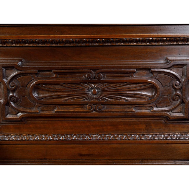 Italian 19th Century Walnut Hall Bench with Carved Back and Large Volutes For Sale In Atlanta - Image 6 of 12