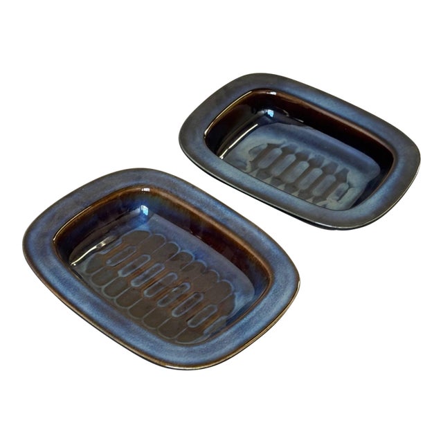 1960s Danish Ceramic Bowls — Einar Johansen for Søholm Stentøj, Blue/Brown Glaze 1960s For Sale