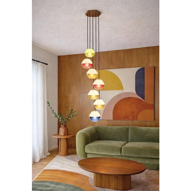Italian 7-Light Cascade Pendant Chandelier, 1960s For Sale - Image 3 of 13