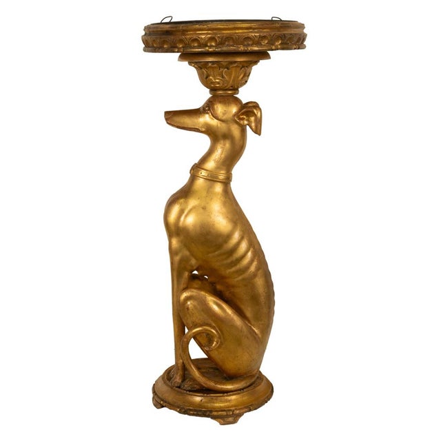 Antique French 18thC Louis XVI Gilt-Wood Greyhound Dog Jardinière Stand 1780 For Sale - Image 4 of 18