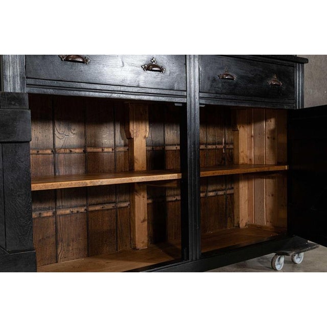 Large English Ebonised Glazed Pine Dresser, 1880 For Sale - Image 9 of 18