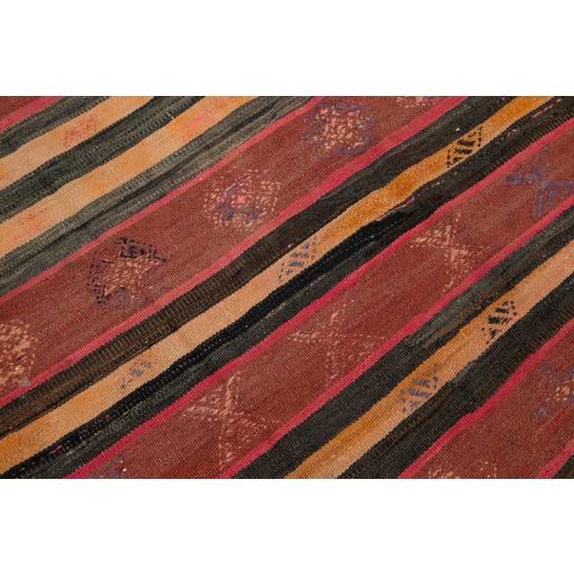 Textile Mid-20th Century Turkish Kilim Red Handmade Tribal Wool Rug For Sale - Image 7 of 8