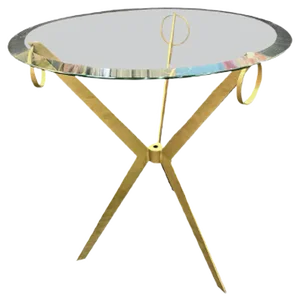 Auxiliary Table With Iron Legs and Beveled Glass