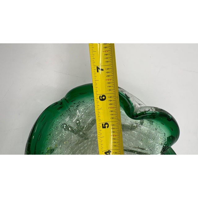 Emerald Mid-Century Murano Emerald & Gold Aventurine Bullicante Glass Bowl For Sale - Image 8 of 10