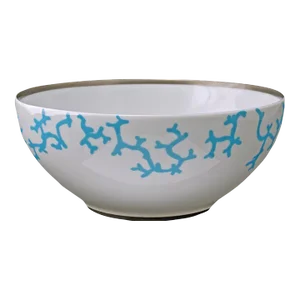 Late 20th Century Modern Serving Bowl Cristobal Turquoise by Raynaud Coral Pattern