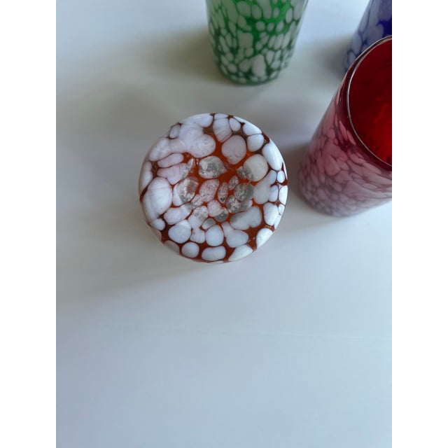 Traditional Hand Blown Colorful Confetti Glass 4 Pieces For Sale - Image 3 of 6