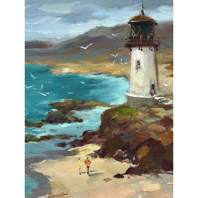 Oil Painting Lighthouse by the Sea on the Beach Yuriy Suprunchuk For Sale - Image 4 of 11