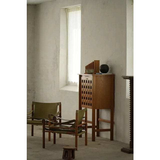 Mid-Century Modern Danish Bar Cabinet in Oak with Green Glass, 1960s For Sale - Image 3 of 18