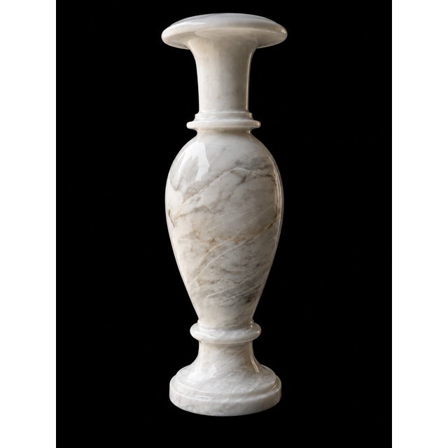 French Ziarat White Marble Vase – Handcrafted Natural Stone Decorative Urn, 6" X 6" X 18" For Sale - Image 3 of 8