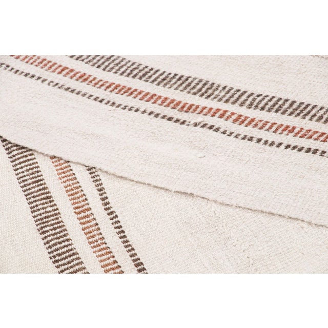 Textile Vintage Turkish Kilim Hemp Rug With Brown Stripes by Rug & Kilim, 1950-1959 For Sale - Image 7 of 9