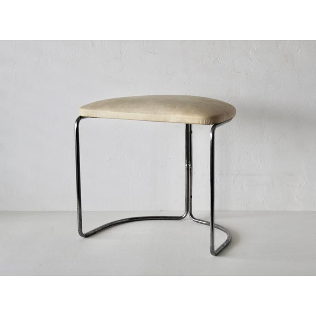 1960s Gian Franco Legler Style Bauhaus Chromed Tubular Vinyl Seat Cantilevered Stool For Sale - Image 13 of 13