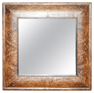 Antique Georgian Burr Burl Amboyna Cushion Framed Mirror