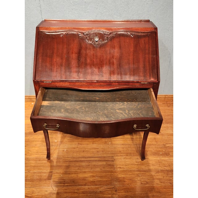 Early 20th Century Antique Mohogany Drop Front Secretaire Writing Desk For Sale - Image 6 of 12