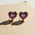 Geometric Heart Amethyst Stud Earrings, Silver, Gold, Pair For Sale - Image 6 of 9