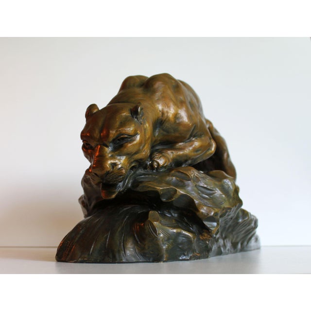 Sculpture of a Terracotta Lioness by Armand Fagotto, 20th Century For Sale - Image 4 of 14
