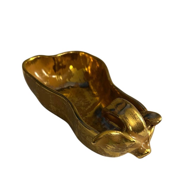 Mid-Century Modern Vintage Stangl Pottery Granada Gold Pear Dish For Sale - Image 3 of 11
