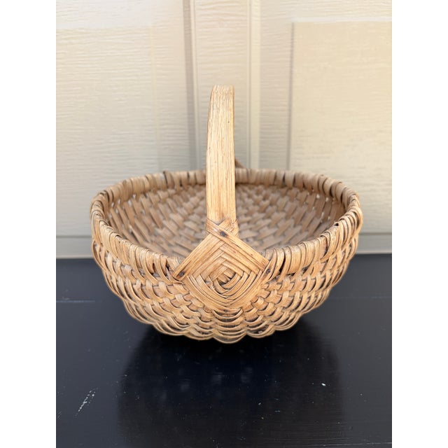 Antique American Splint Oak Basket With Handled Form, Late 19th Century For Sale - Image 9 of 13