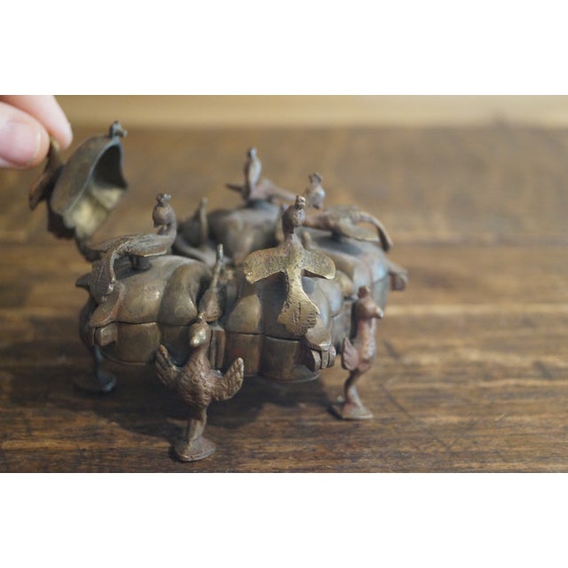 1950s Rajasthani Bronze Peacock Sindoor Box For Sale In San Antonio - Image 6 of 12