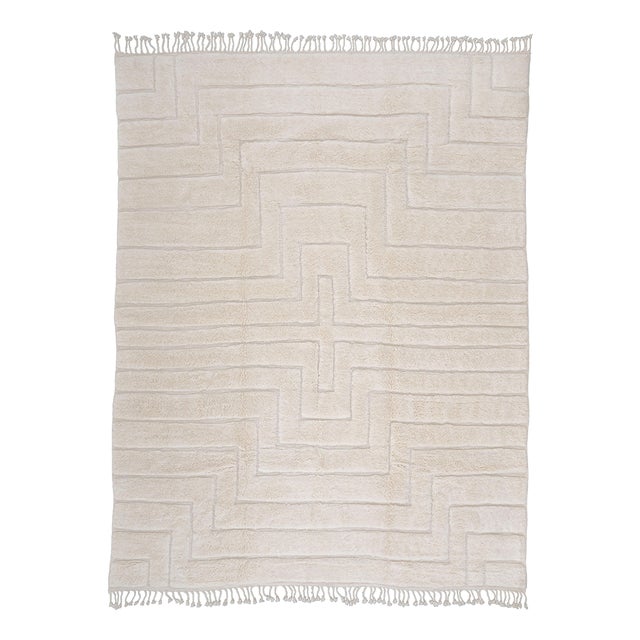 Large Hand-Knotted Wool Rug by Azele Studio For Sale