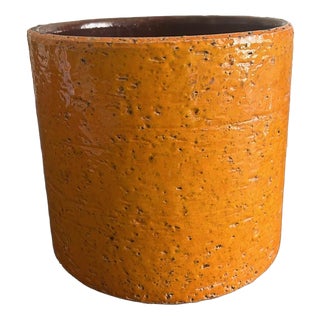 Orange Ceramic Pot in the style of Georges Jouve, 1950s For Sale