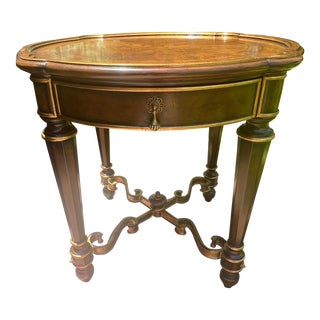 Vintage Late 20th Century Marge Carson Regency Style Burl Wood Side Table For Sale