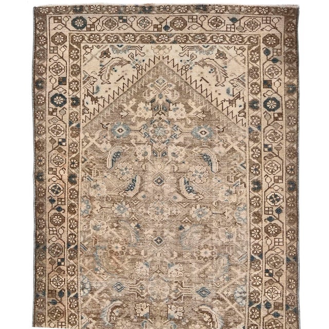 Antique Circa 1920 Light Gray Malayer Hand Knotted Runner 3ft 5in X 12ft 7in For Sale - Image 4 of 6