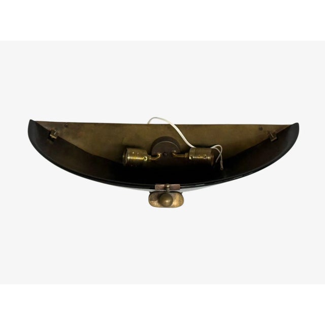 Black Pair of Italian Modern, Black Murano Glass, Brass, Large Sconces, Italy, 1930s For Sale - Image 8 of 8