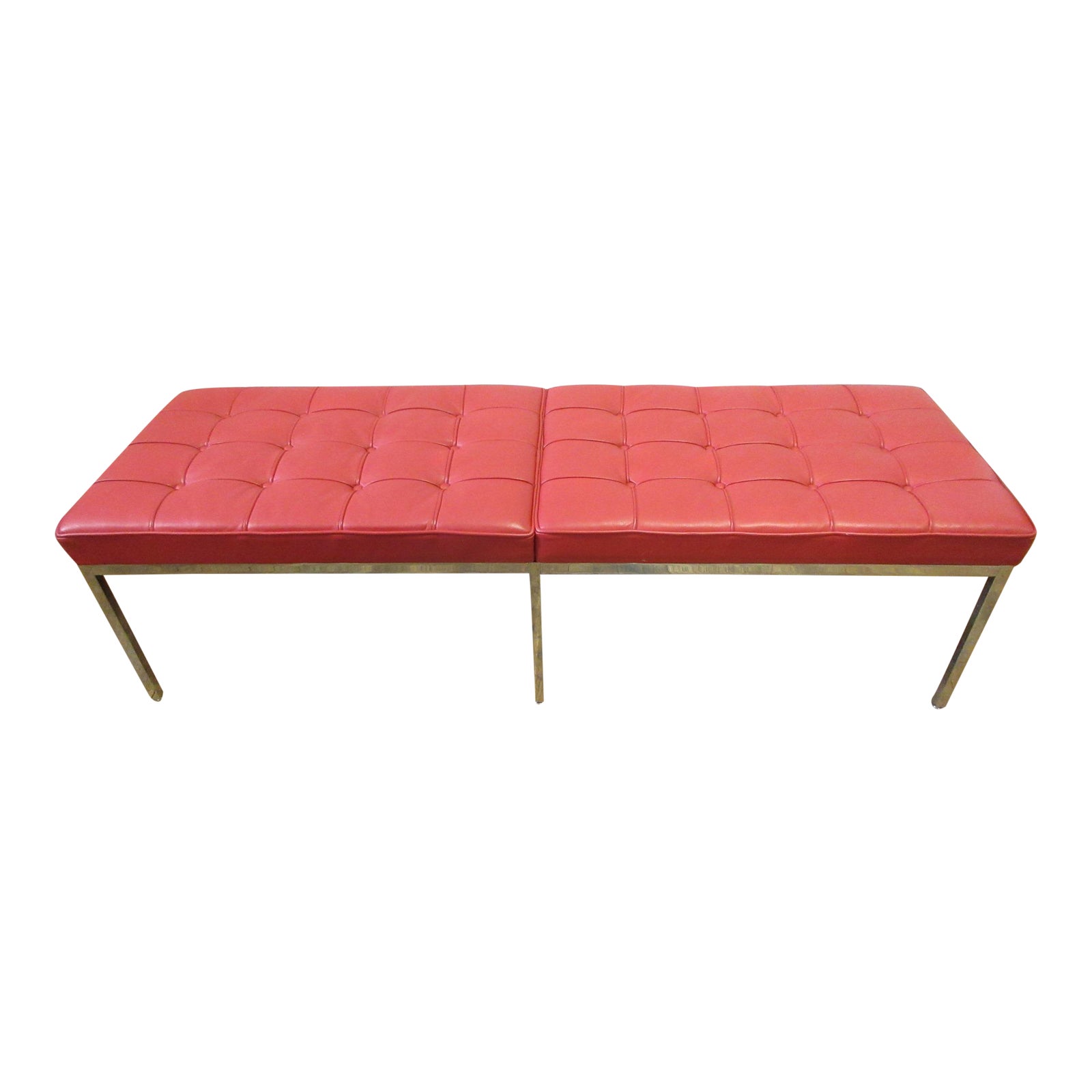1990s Florence Knoll Three Seat Bench In Red Leather Chairish