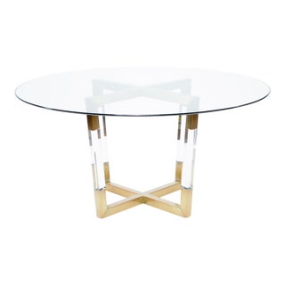 Mecox Acrylic and Brass Dining Table For Sale